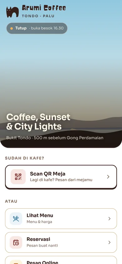 Arumi Coffee — tampilan mobile situs live