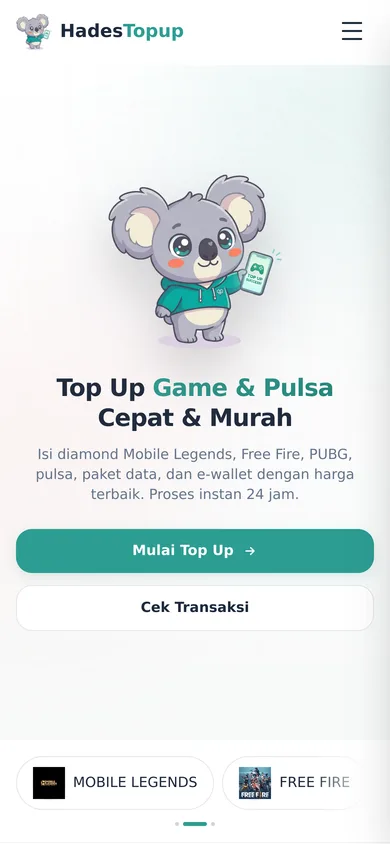 HadesTopup — tampilan mobile situs live
